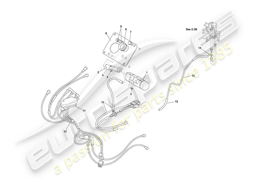 aston martin db7 vantage (2004) schema delle parti del sistema di vuoto