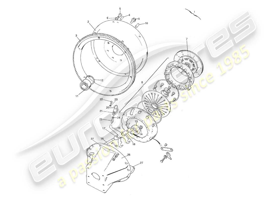 aston martin v8 virage (1999) frizione e volano diagramma delle parti