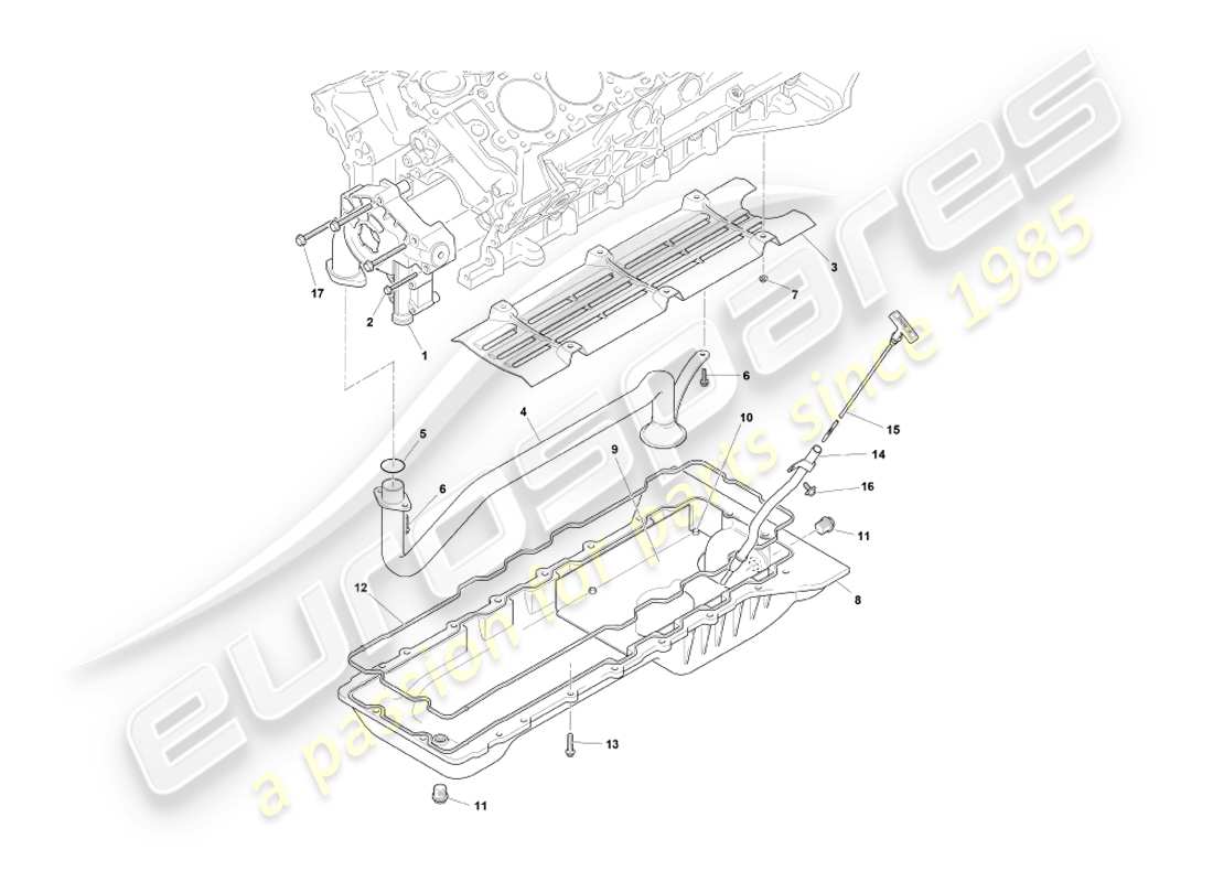 aston martin db7 vantage (2001) diagramma delle parti della pompa dell'olio e della coppa