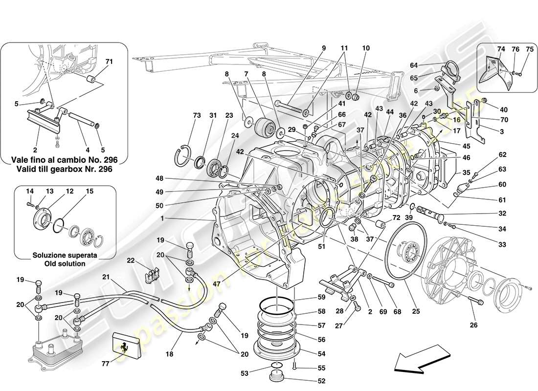 ferrari f430 coupe (rhd) cambio - coperture diagramma delle parti