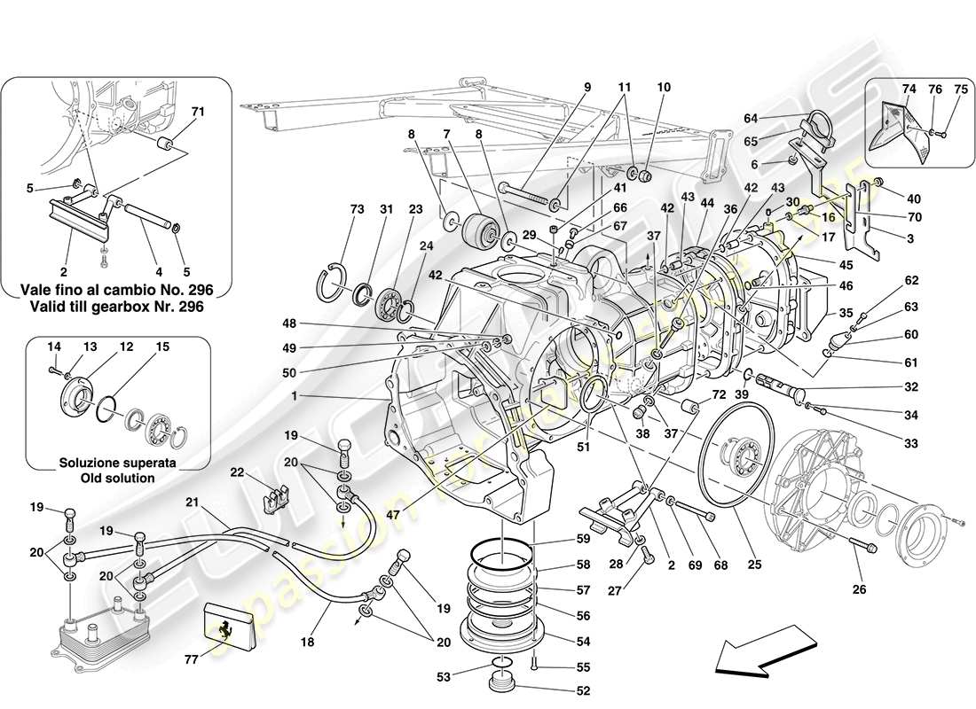 ferrari f430 coupe (rhd) cambio - coperchi schema delle parti