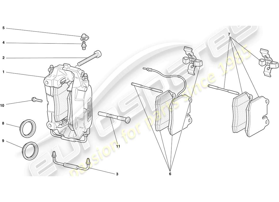 ferrari f430 coupe (rhd) pinze freno anteriore e posteriore diagramma delle parti