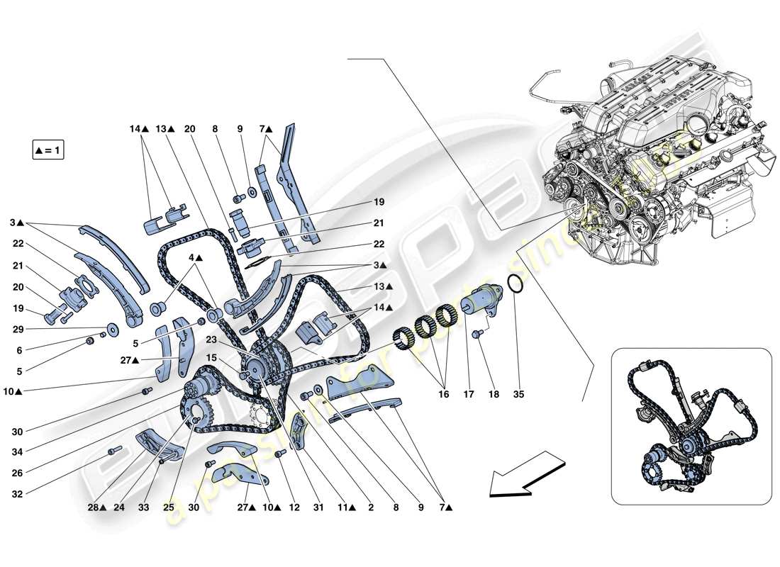 ferrari gtc4 lusso (rhd) distribuzione - guida diagramma delle parti
