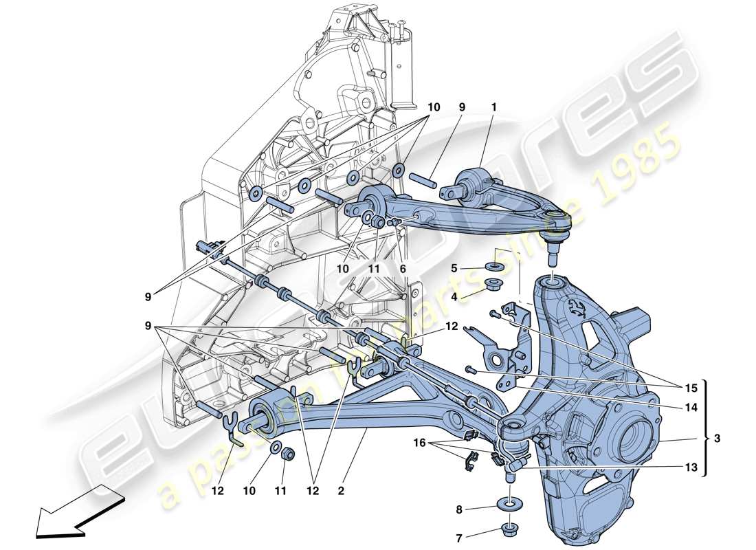 ferrari 488 spider (rhd) sospensione anteriore - bracci schema particolare