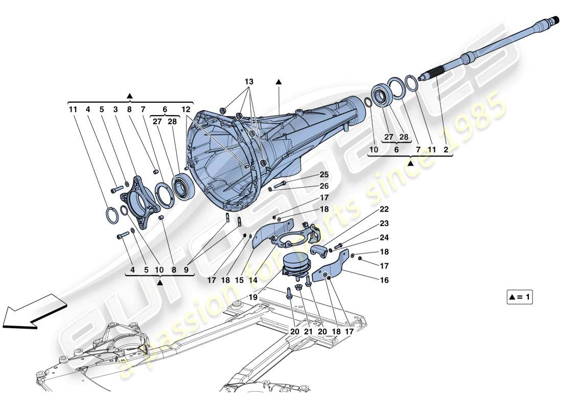 ferrari california t (europe) alloggiamento della trasmissione diagramma delle parti