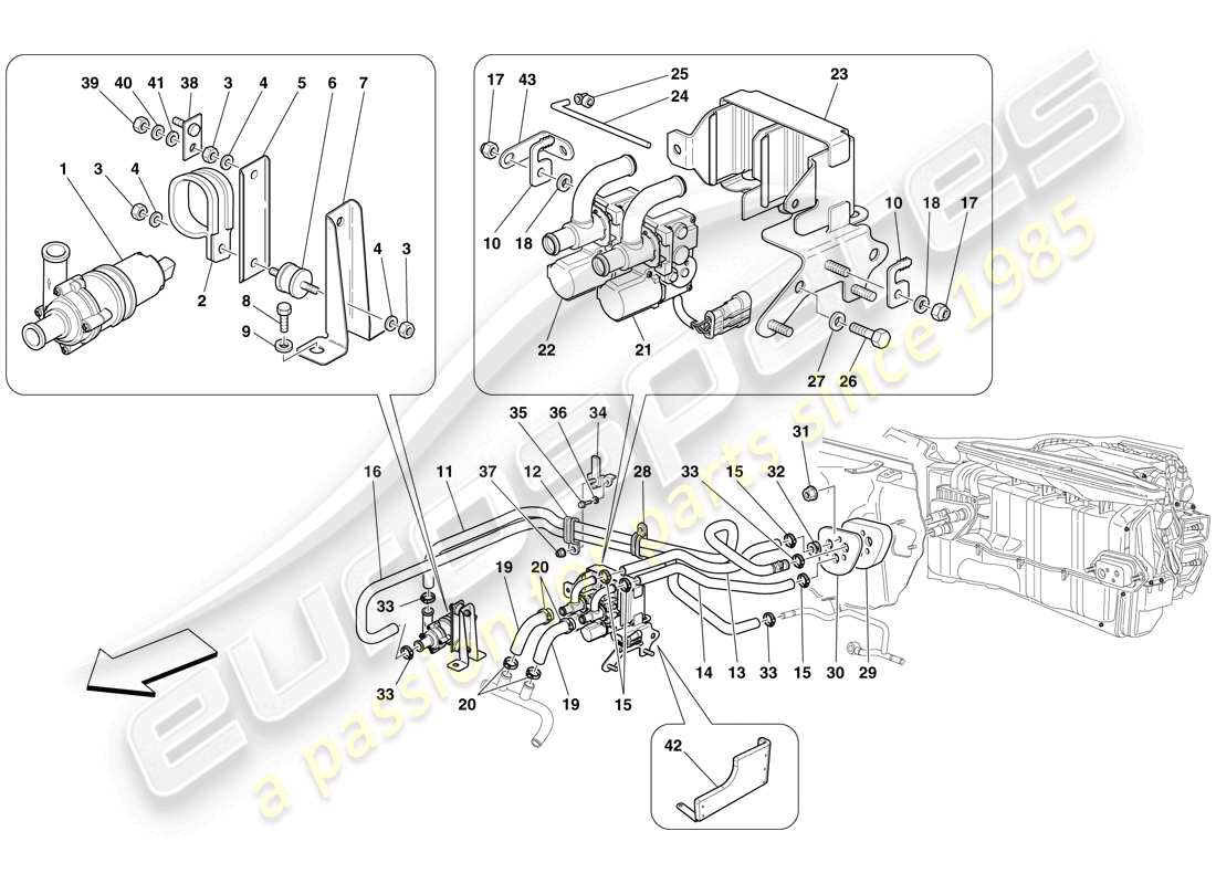 ferrari 599 gto (usa) impianto ac - tubi acqua diagramma delle parti