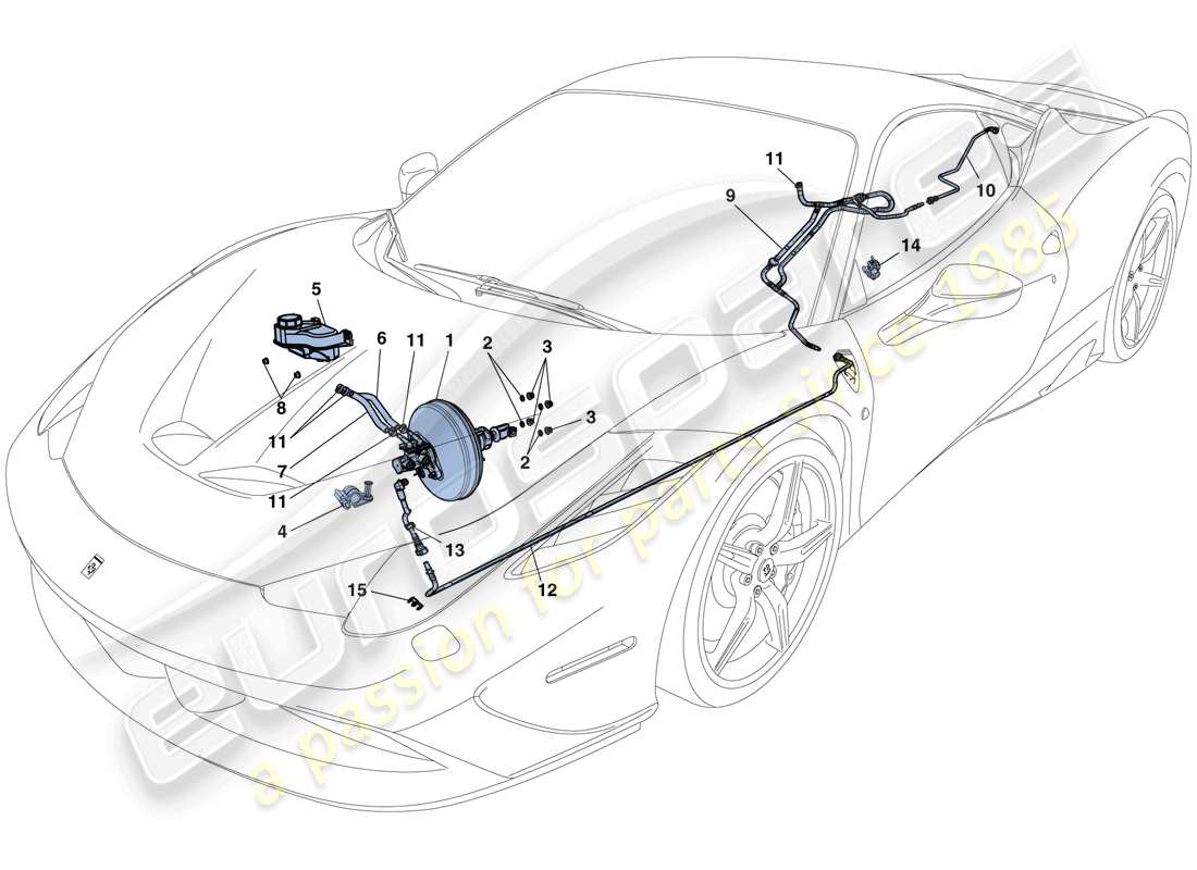 ferrari 458 speciale (rhd) sistema servofrenante diagramma delle parti