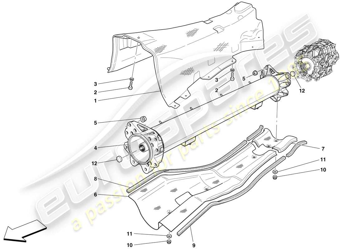 ferrari 599 gto (usa) tubo e isolante connettore motore/cambio diagramma delle parti