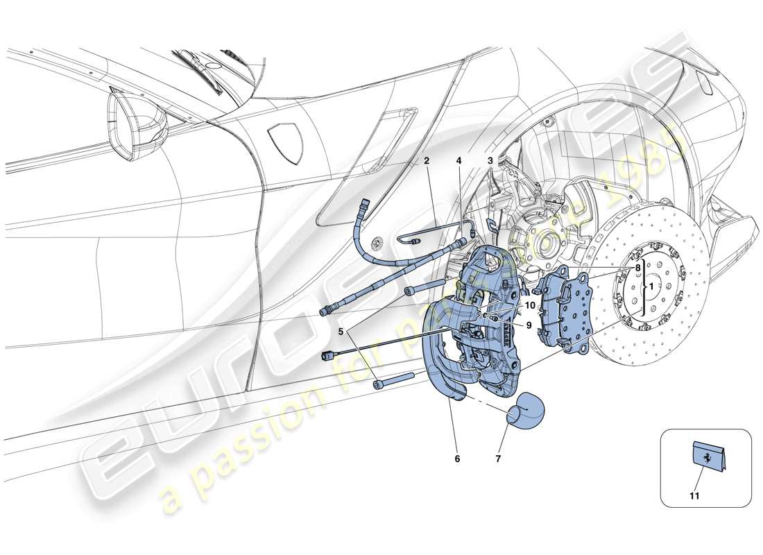 ferrari f12 tdf (rhd) pinze freno anteriore diagramma delle parti