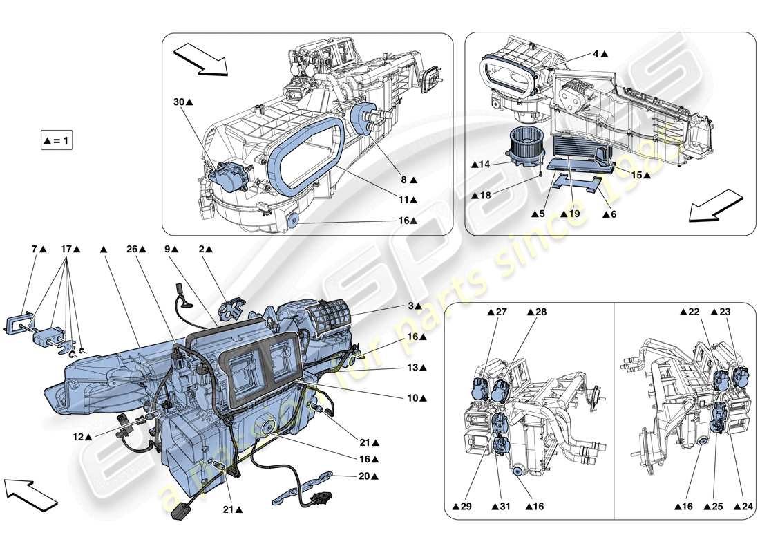 ferrari f12 tdf (usa) schema delle parti dell'unità evaporatore