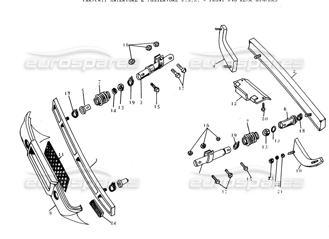 lamborghini espada paraurti anteriore e posteriore usa diagramma delle parti