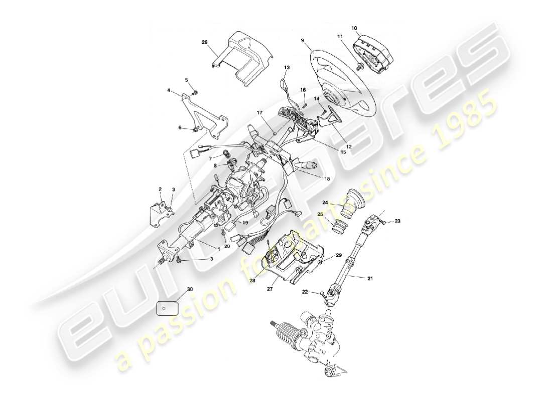 aston martin vanquish (2005) piantone dello sterzo diagramma delle parti