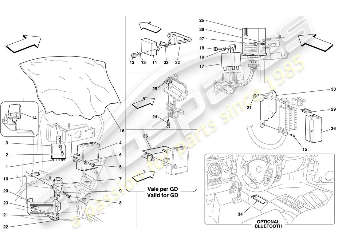 ferrari f430 coupe (europe) ecu abitacolo anteriore diagramma delle parti