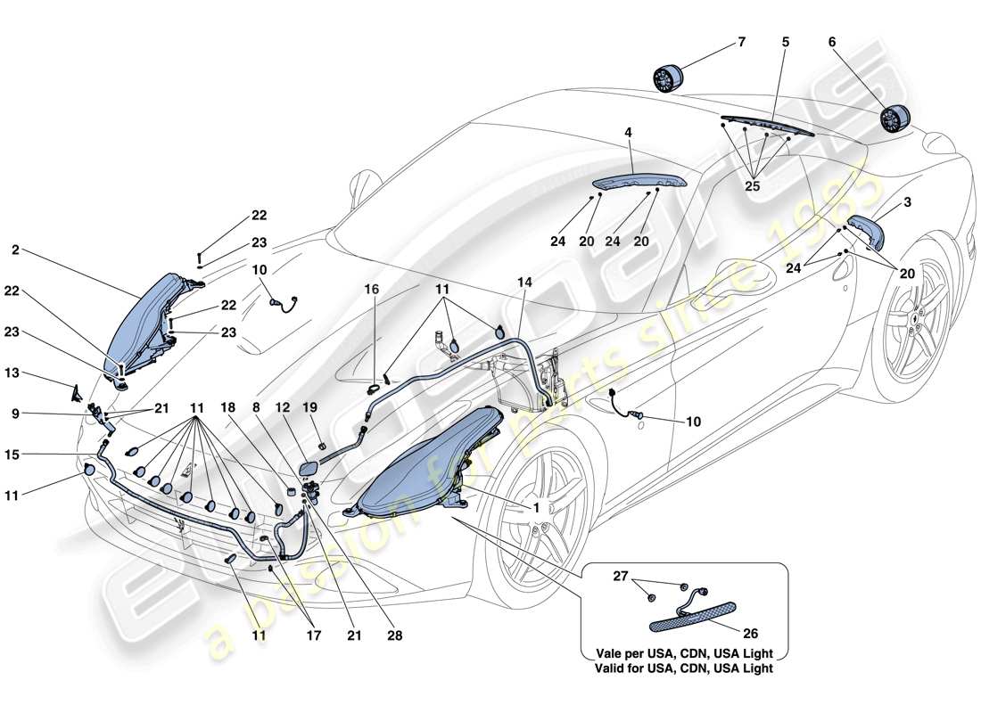 ferrari california t (europe) fari e fanali posteriori diagramma delle parti