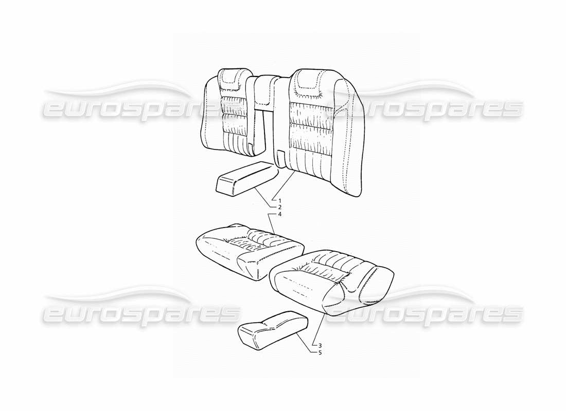 maserati qtp. 3.2 v8 (1999) schema delle parti della tappezzeria del sedile posteriore