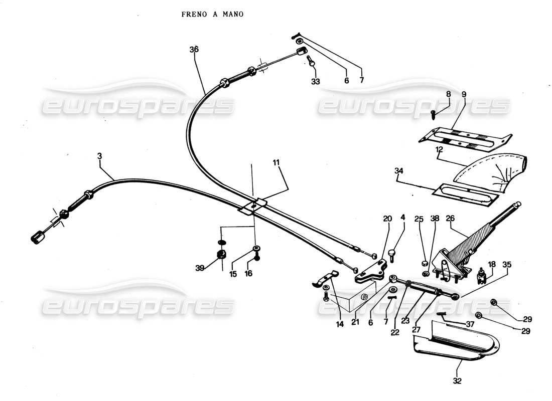 lamborghini espada freno a mano (cambio aut)(gran bret, irlanda, australia) diagramma delle parti