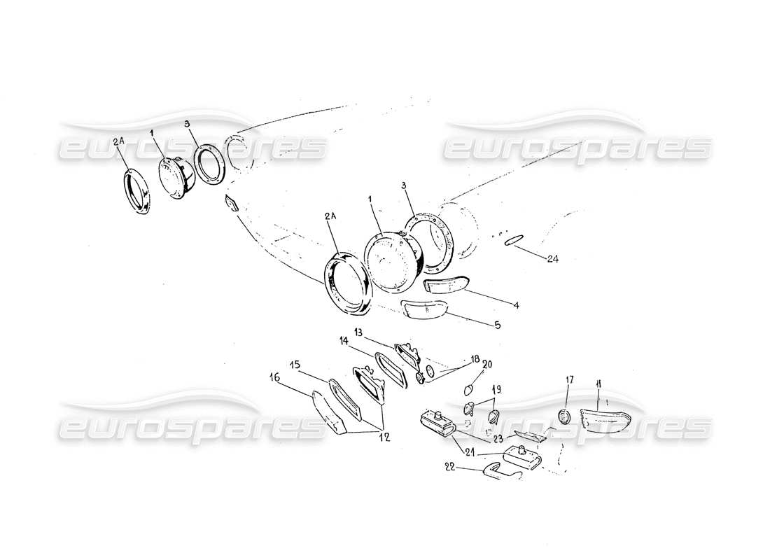 ferrari 330 gt 2+2 (coachwork) luce anteriore e posteriore - schema delle parti serie 2