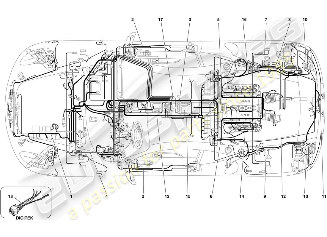 ferrari f430 coupe (rhd) sistema elettrico diagramma delle parti
