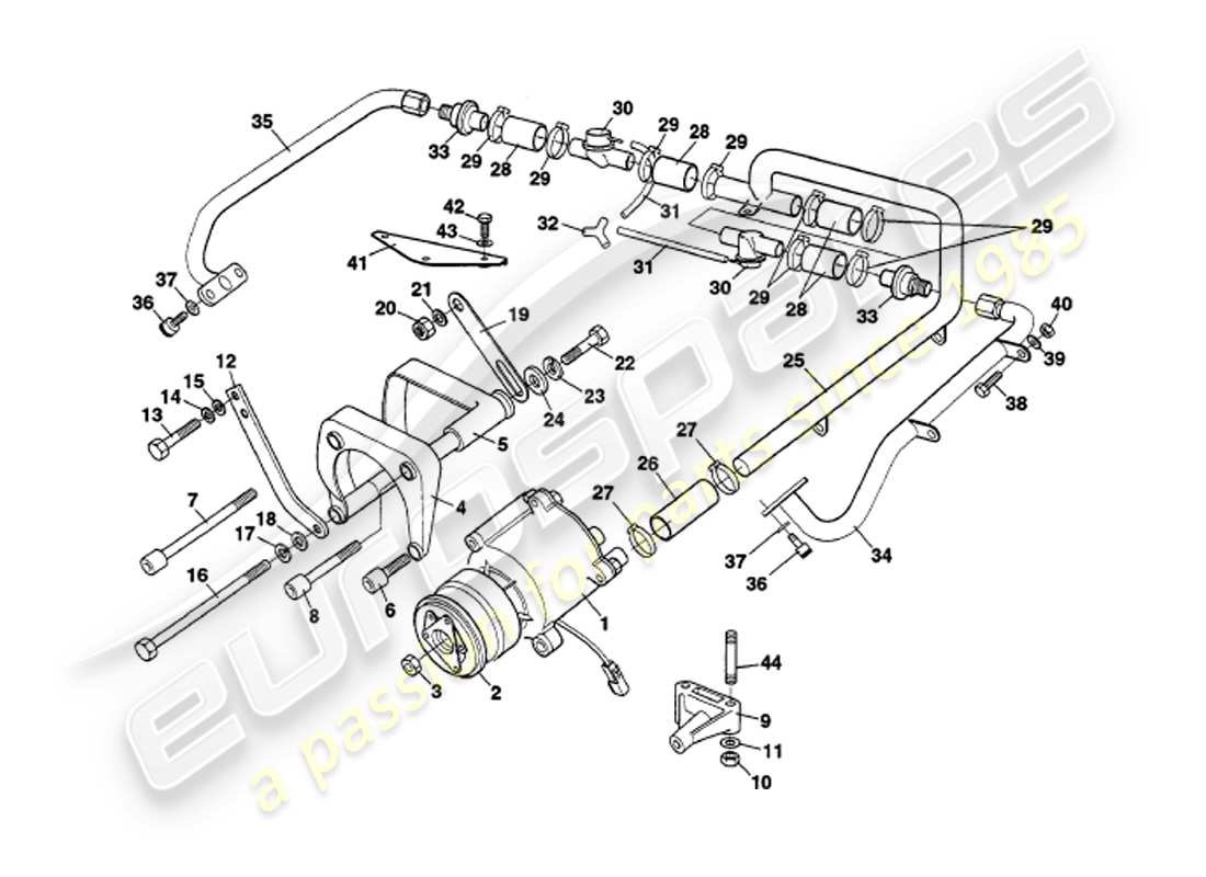 aston martin v8 volante (2000) schema delle parti del sistema di iniezione dell'aria secondaria