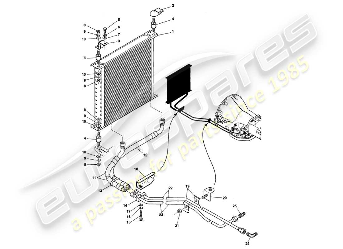 aston martin v8 volante (2000) raffreddamento del cambio diagramma delle parti