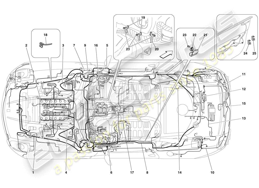 ferrari 599 gtb fiorano (rhd) sistema elettrico diagramma delle parti