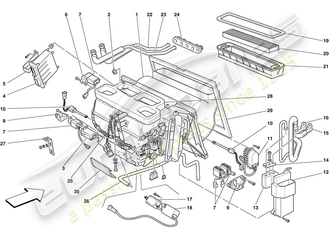 ferrari f430 coupe (usa) schema delle parti dell'unità evaporatore