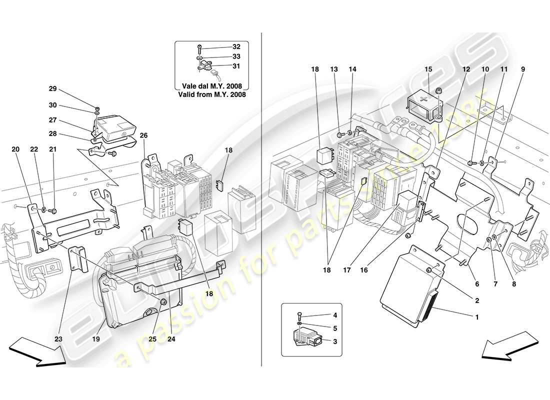 ferrari f430 coupe (rhd) centraline abitacolo posteriore diagramma delle parti