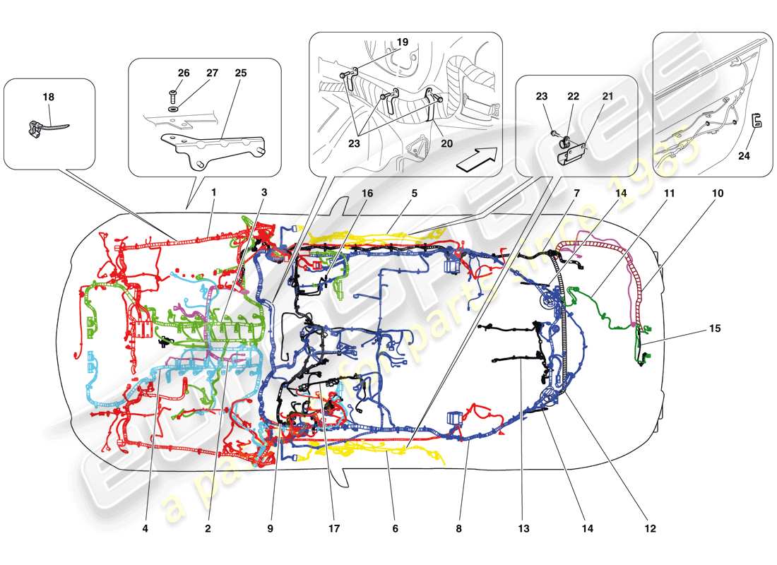 ferrari 599 gto (rhd) sistema elettrico diagramma delle parti