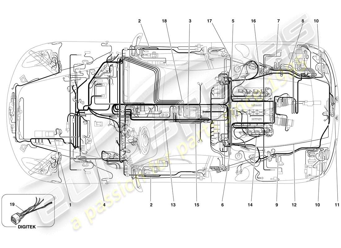 ferrari f430 spider (rhd) schema delle parti dell'impianto elettrico