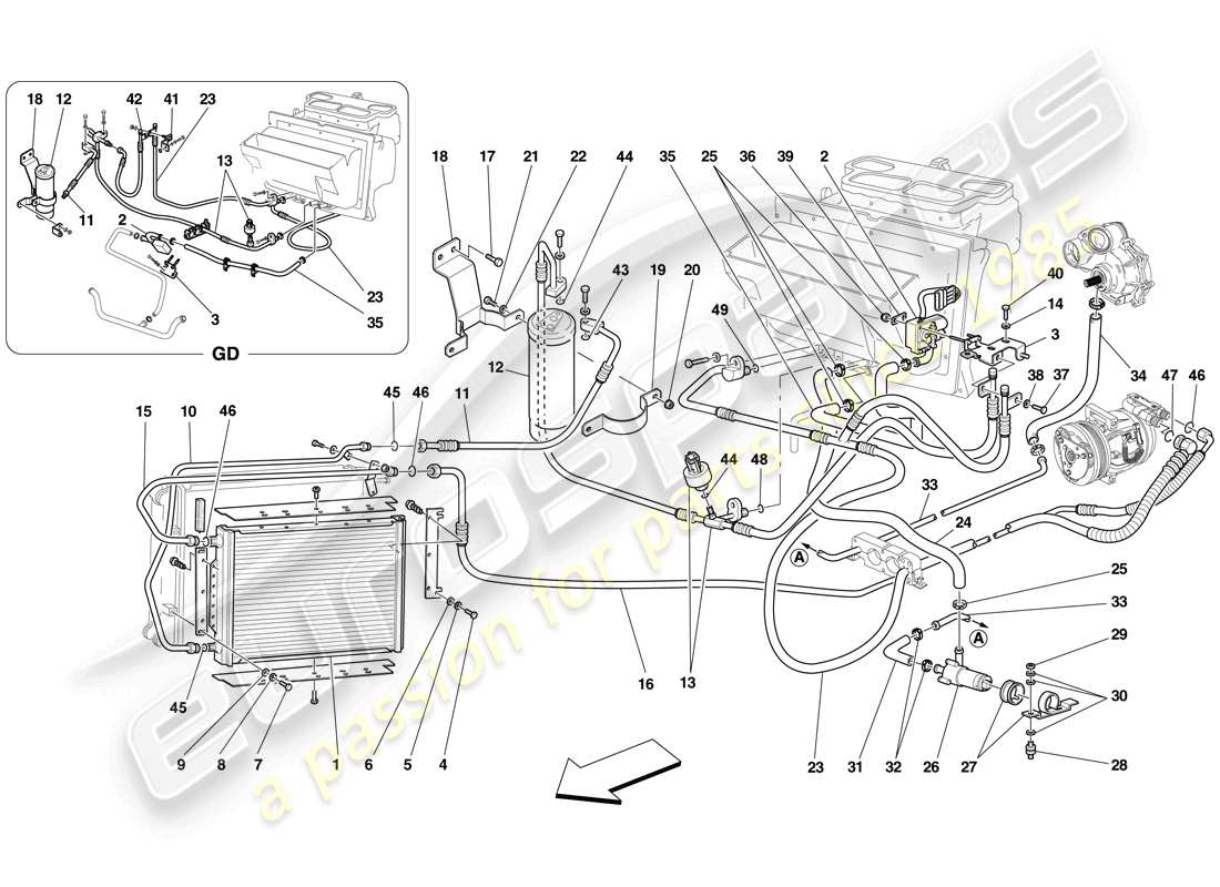 ferrari f430 scuderia (rhd) diagramma delle parti del sistema ca