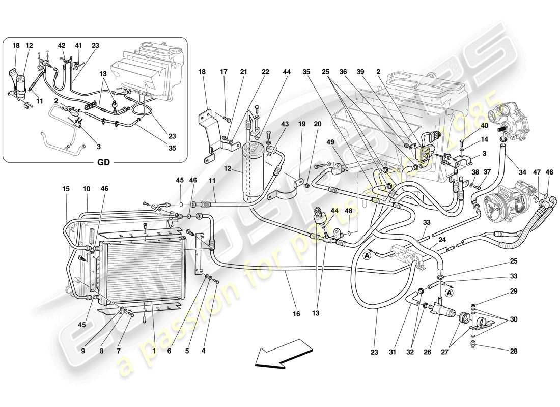 ferrari f430 scuderia (rhd) sistema ac diagramma delle parti