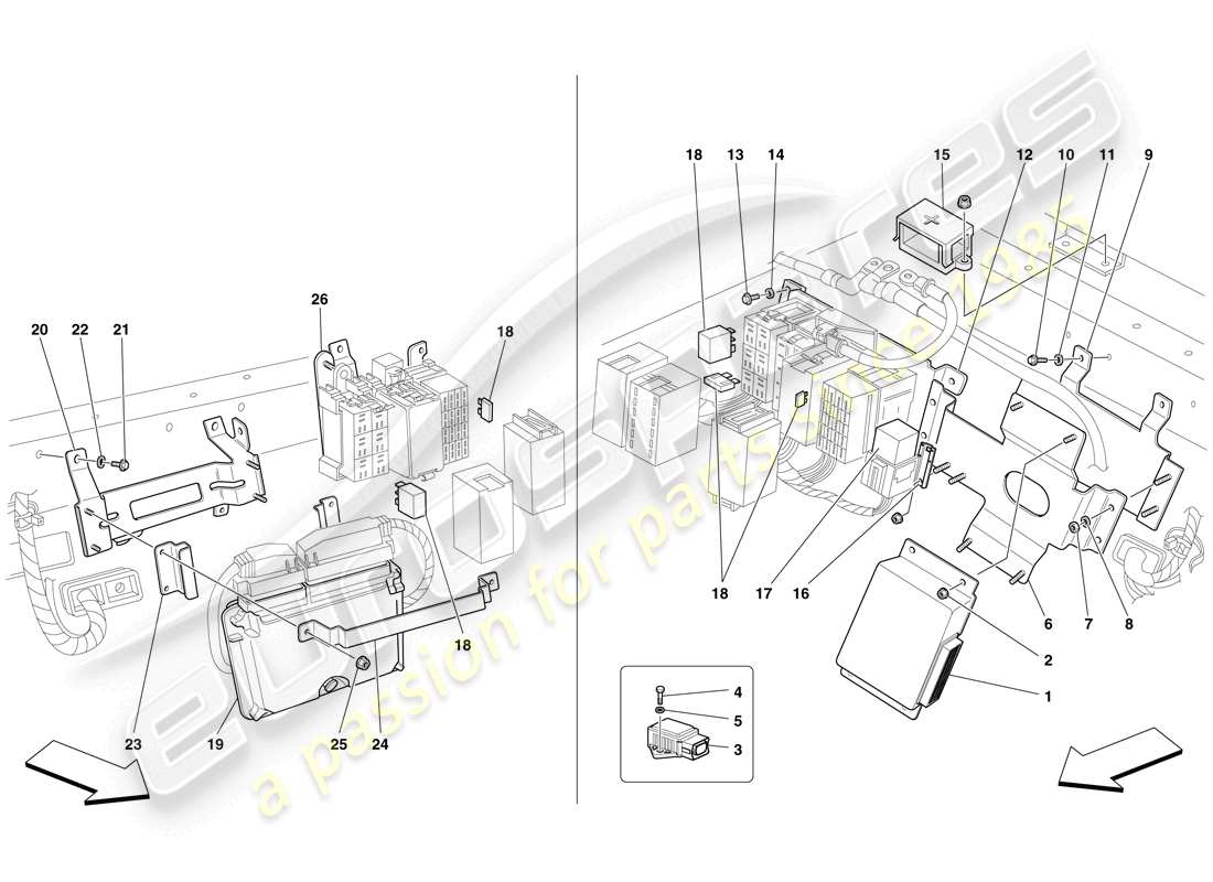 ferrari f430 scuderia spider 16m (rhd) centraline abitacolo posteriore diagramma delle parti