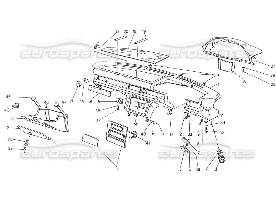 maserati 418 / 4.24v / 430 cruscotto, schema della parte dello sterzo destra