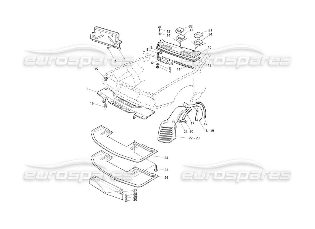 maserati qtp v8 evoluzione vano motore: carter diagramma delle parti