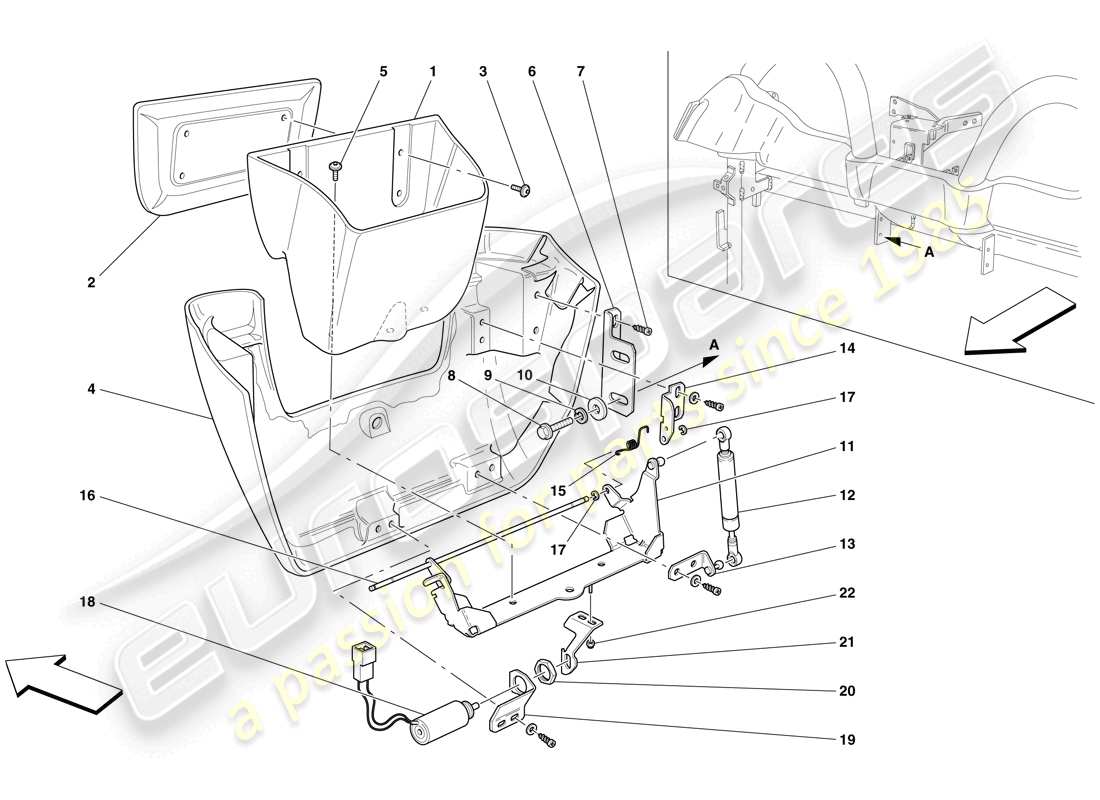 ferrari f430 spider (rhd) ablagefach für kleinteile auf der rückseite teilediagramm