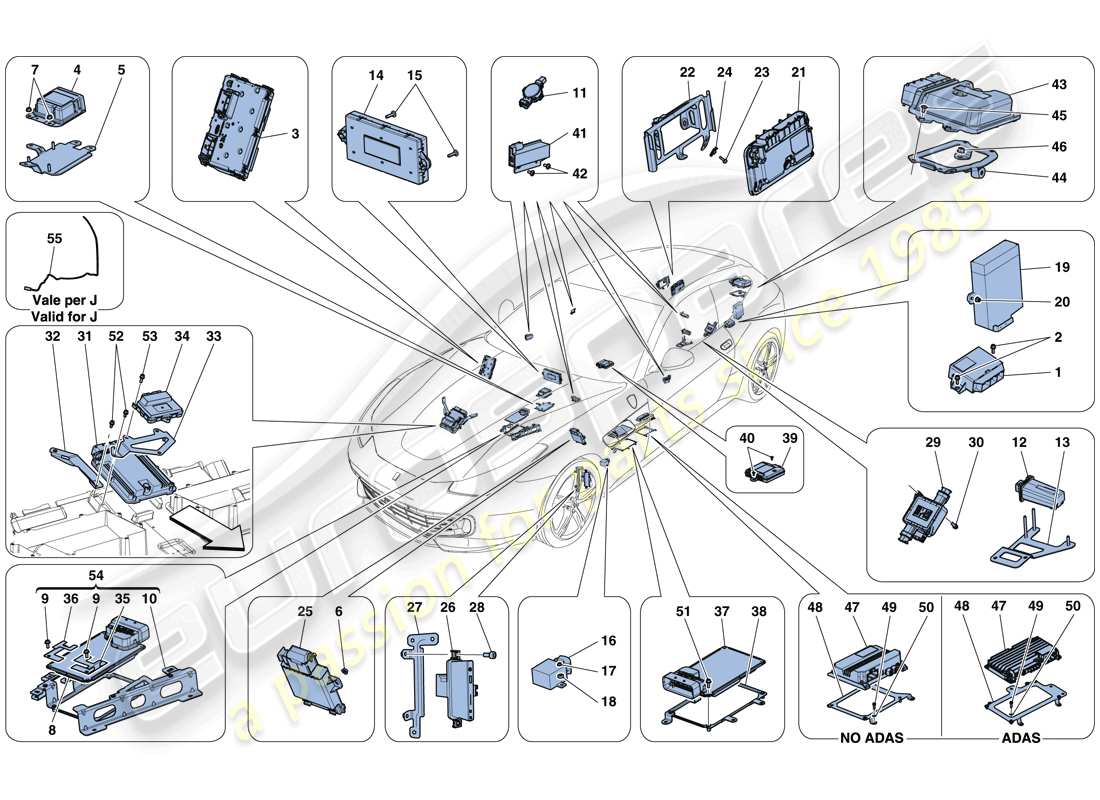 ferrari gtc4 lusso t (usa) ecu del veicolo diagramma delle parti