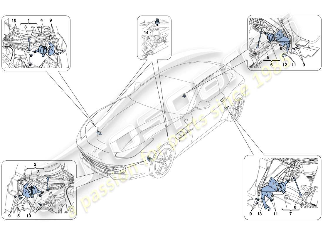 ferrari gtc4 lusso t (usa) gestione elettronica (sospensione) diagramma delle parti