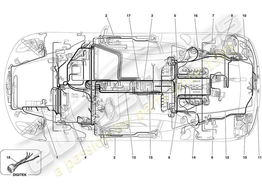 ferrari f430 coupe (usa) sistema elettrico diagramma delle parti