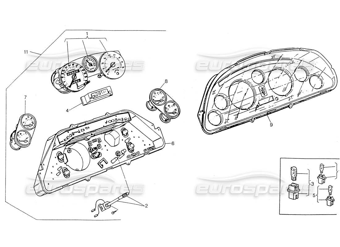 maserati 418 / 4.24v / 430 quadro strumenti, diagramma delle parti borletti