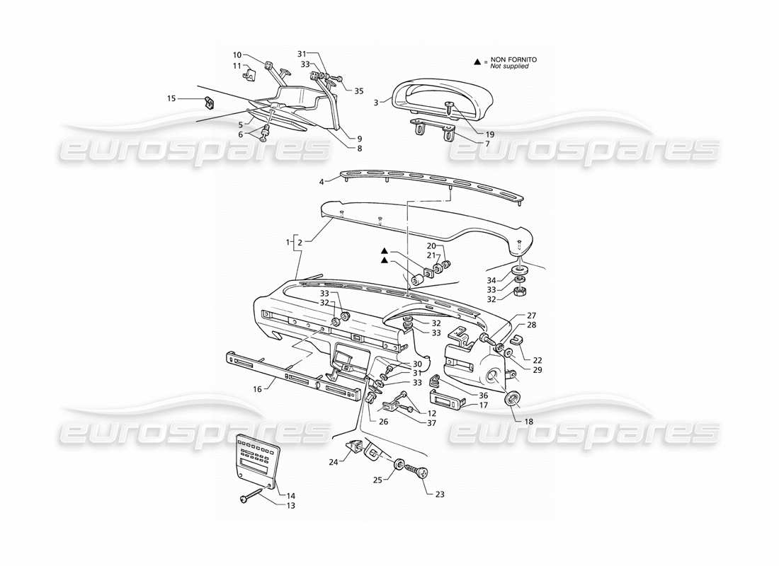 maserati qtp v8 (1998) pannello strumenti (rhd) diagramma delle parti