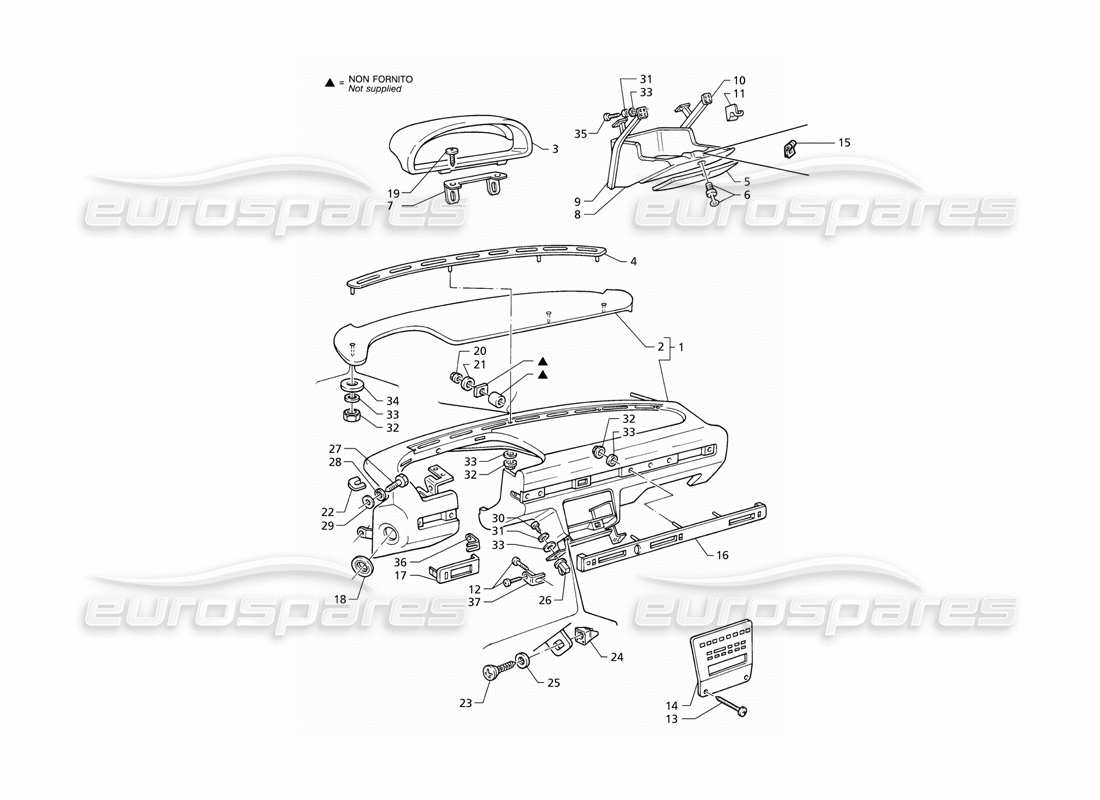 maserati qtp v8 (1998) pannello strumenti (lhd) diagramma delle parti