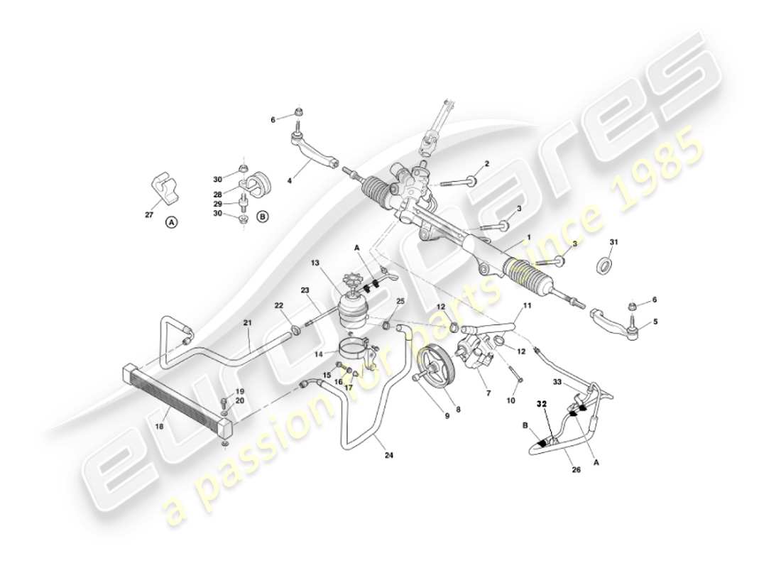 aston martin vanquish (2003) servosterzo diagramma delle parti