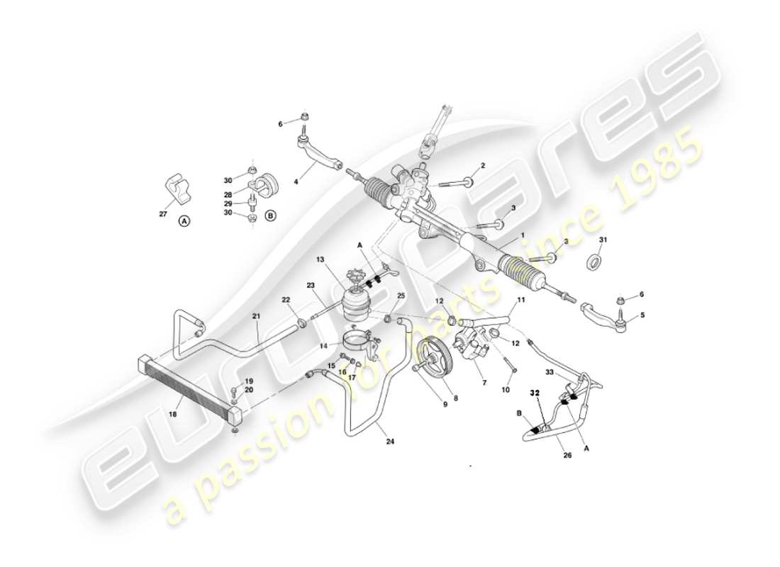 aston martin vanquish (2006) servosterzo diagramma delle parti