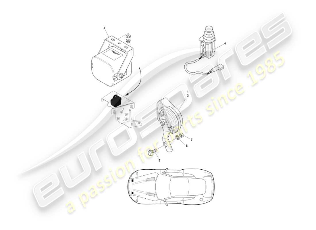 aston martin vanquish (2005) componenti del sottocofano diagramma delle parti