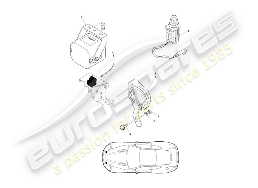 aston martin vanquish (2002) componenti del sottocofano diagramma delle parti