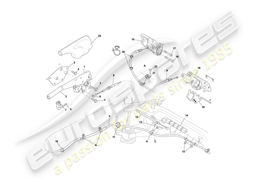 aston martin vanquish (2003) diagramma delle parti del freno a mano