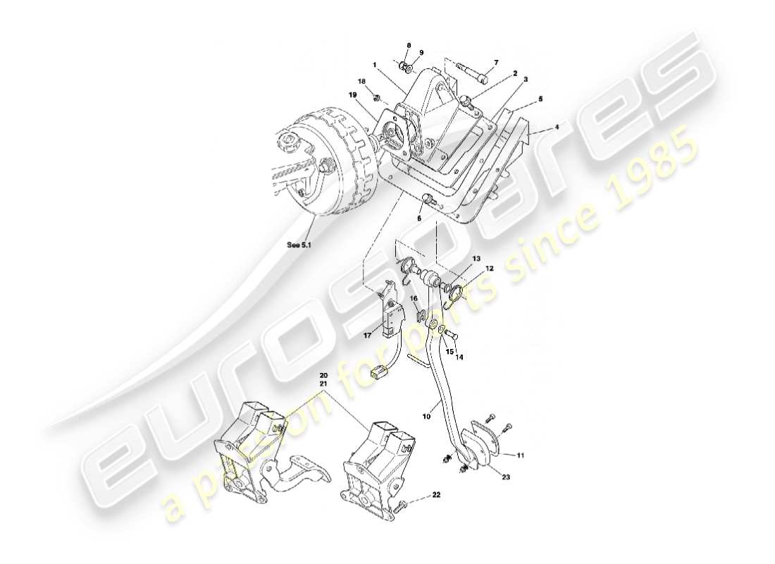 aston martin vanquish (2005) copertura pedale diagramma delle parti
