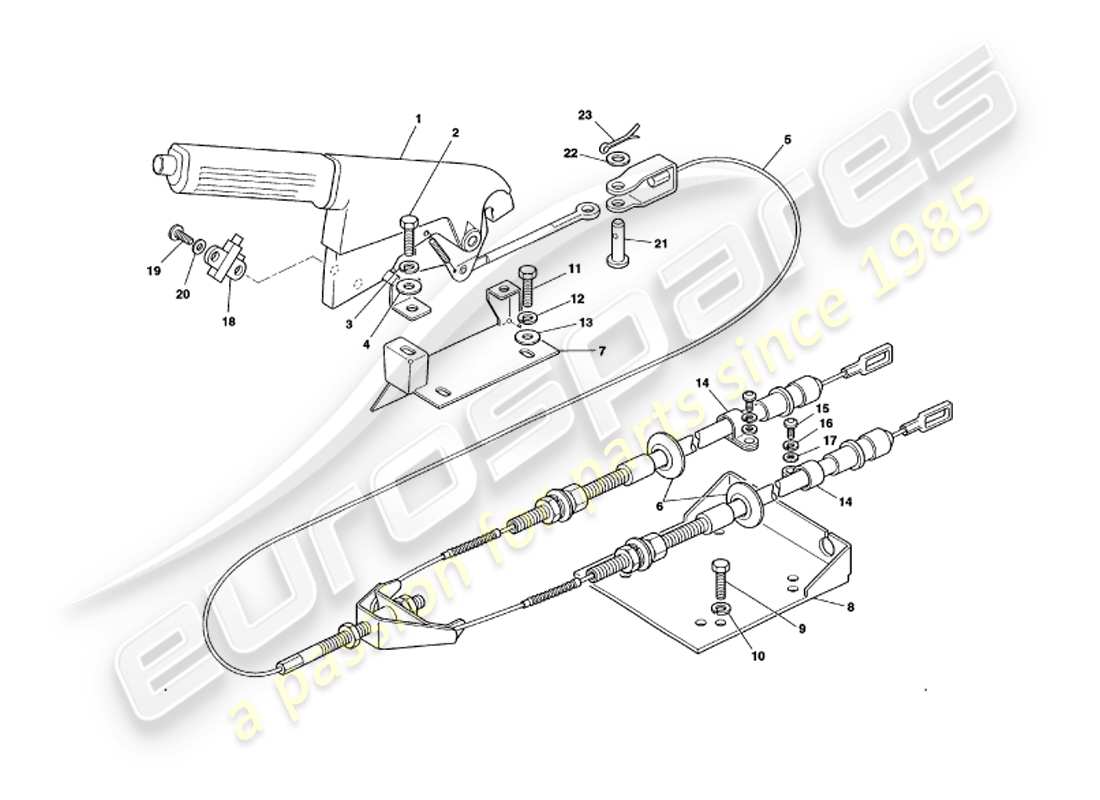 aston martin v8 volante (1998) freno a mano diagramma delle parti