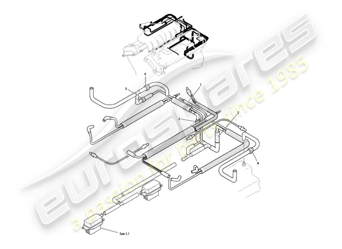 aston martin vanquish (2002) sistema di aspirazione, motore diagramma delle parti