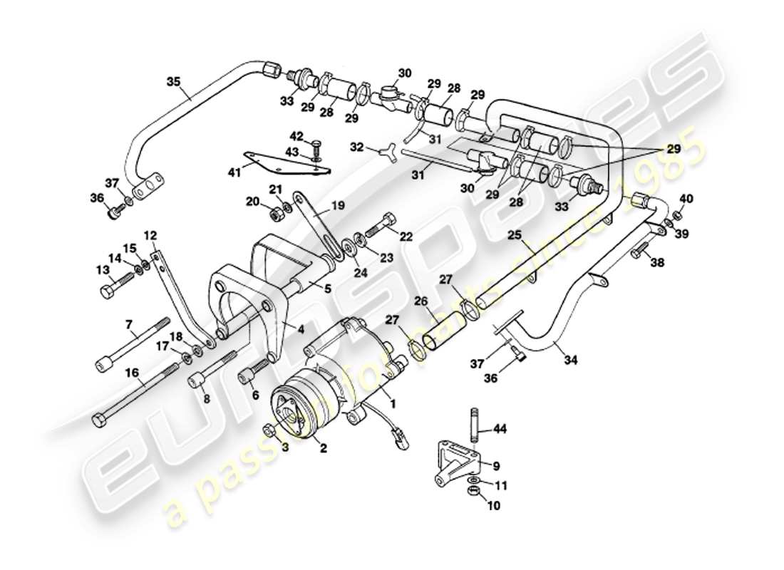 aston martin v8 volante (1998) sistema di iniezione dell'aria secondaria diagramma delle parti